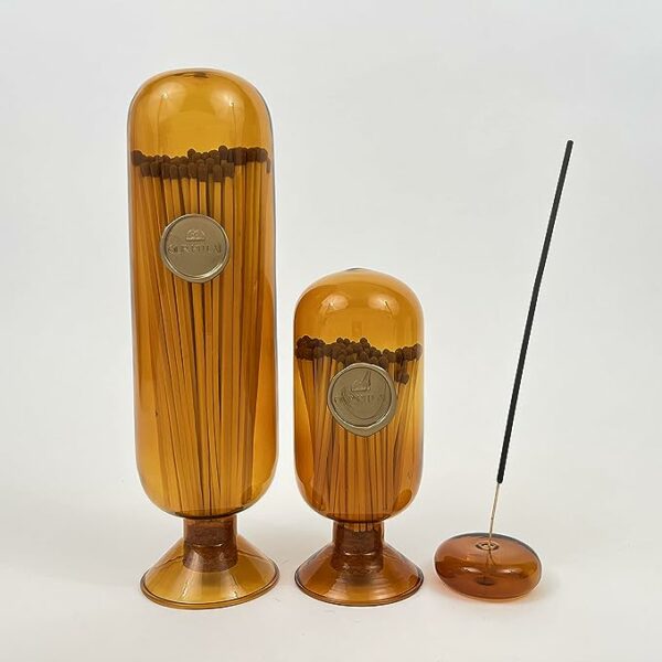 matches in a jar with striker and incense holder decor items