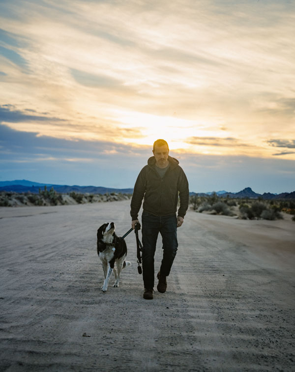 wearing the flint and tinder hoodie in joshua tree