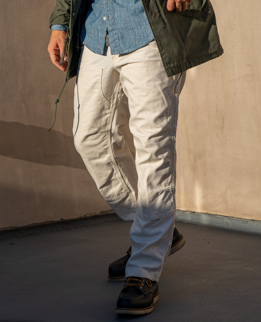 mens white carhartt pants with red wing boots