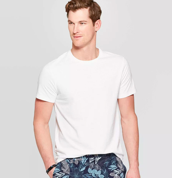 man wearing white target t-shirt
