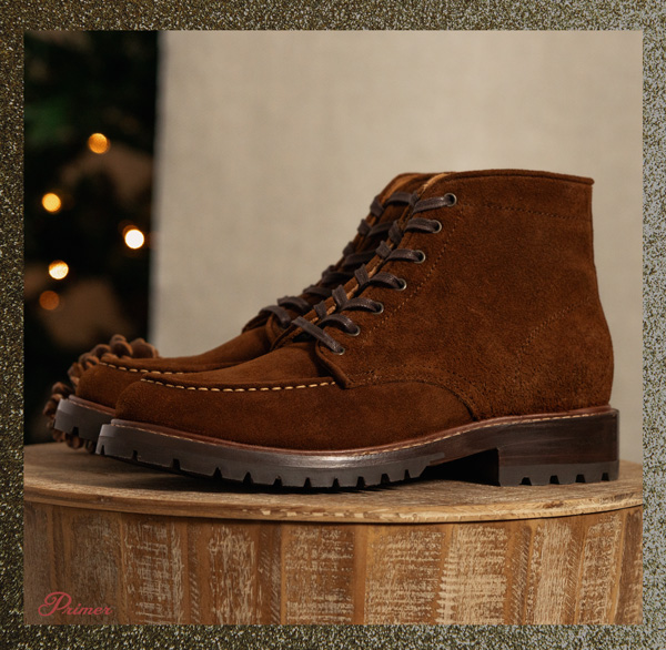 cinnamon brown suede moc toe boots