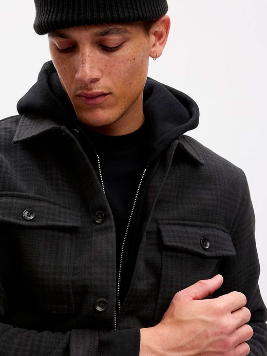 black plaid shirt jacket