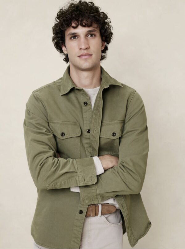 a man wearing a twill shirt jacket