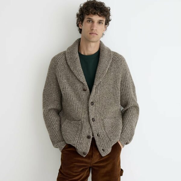 man wearing a merino wool sweater