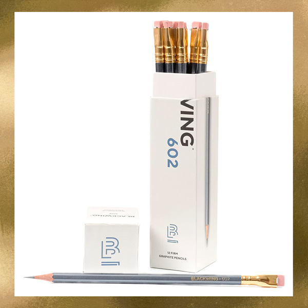 a box of black wing pencils with square erasers