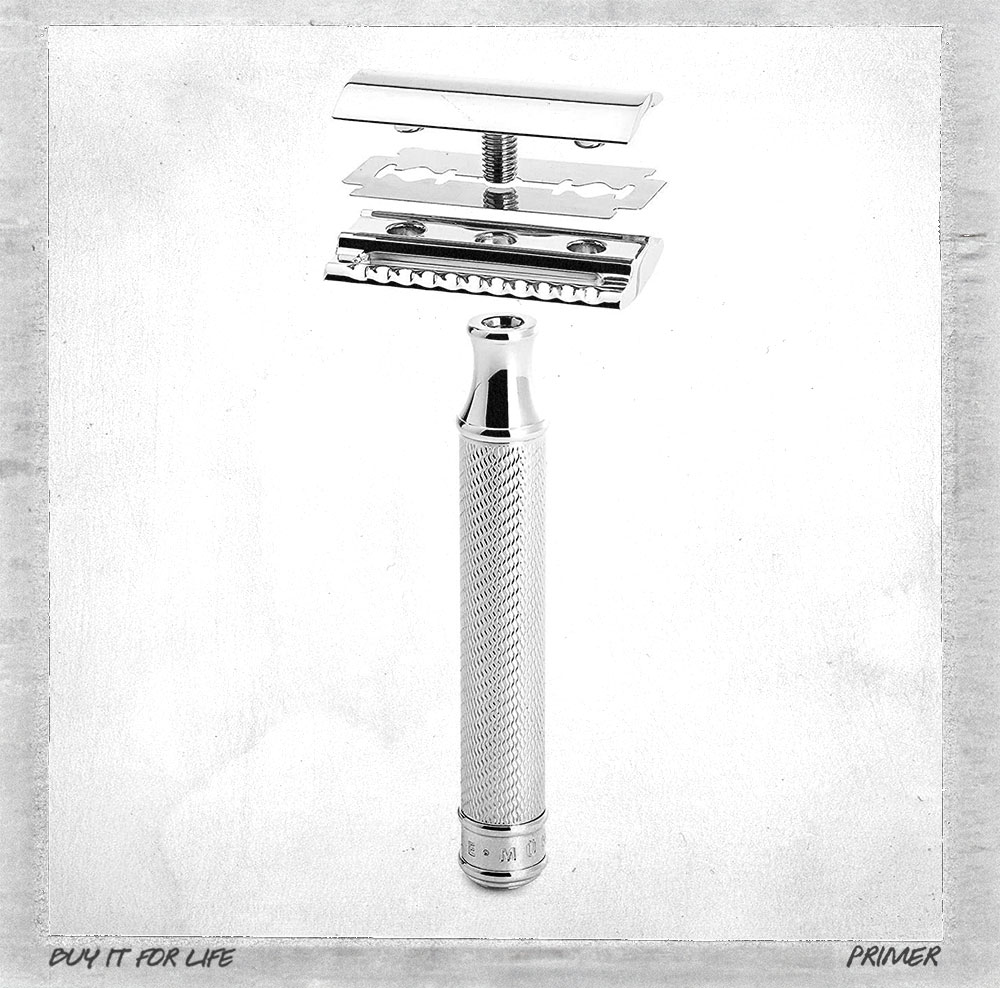 safety razor parts separated