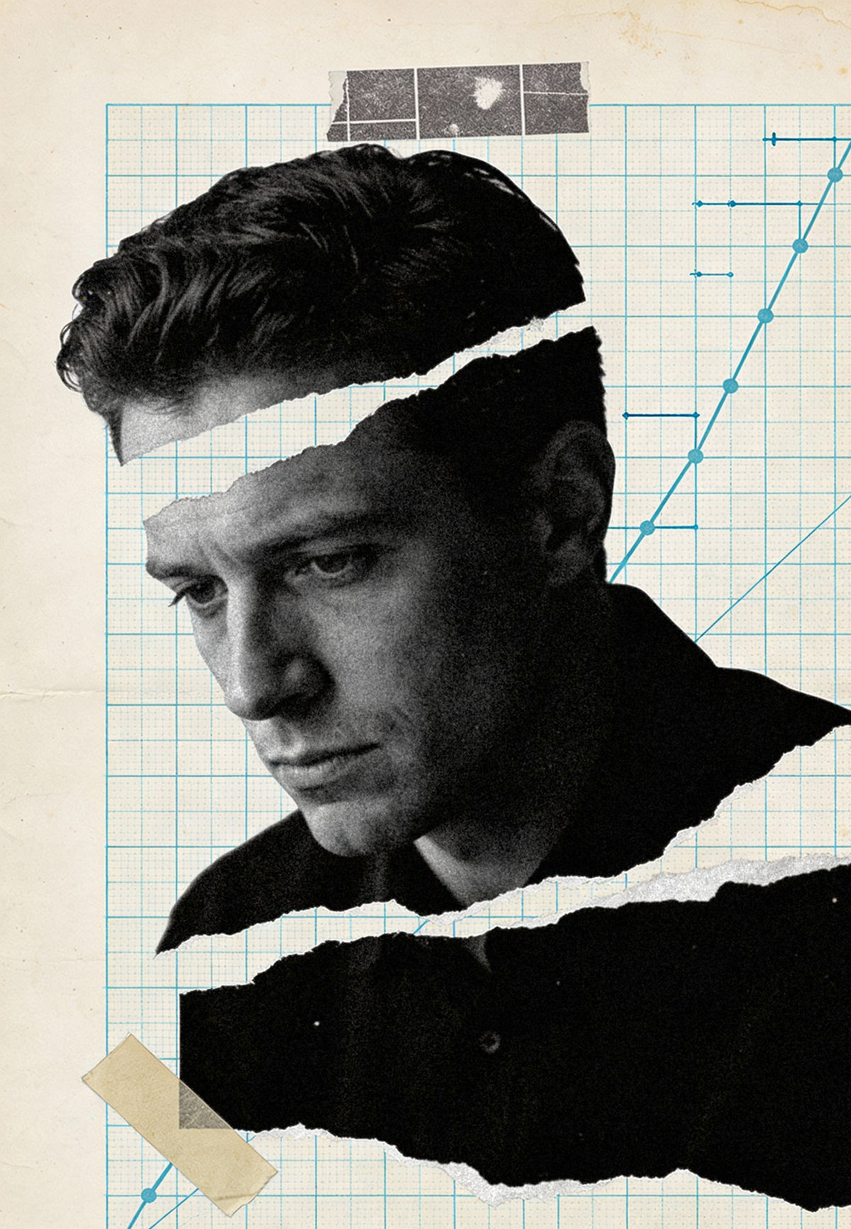 double exposure collage of young man in front of various charts and metrics regarding short term goals