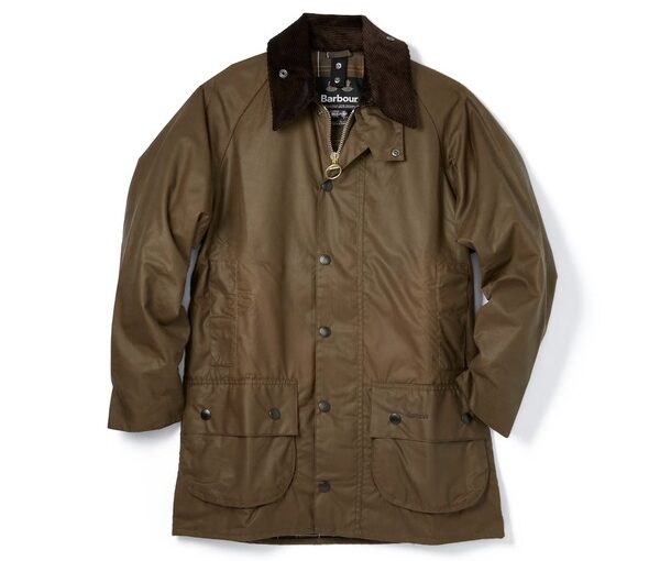 a wax jacket with corduroy collar