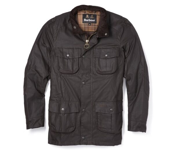 a waxed cotton jacket with corduroy lined collar