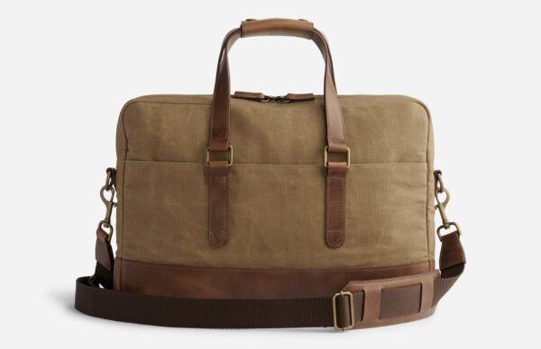 a waxed canvas briefcase