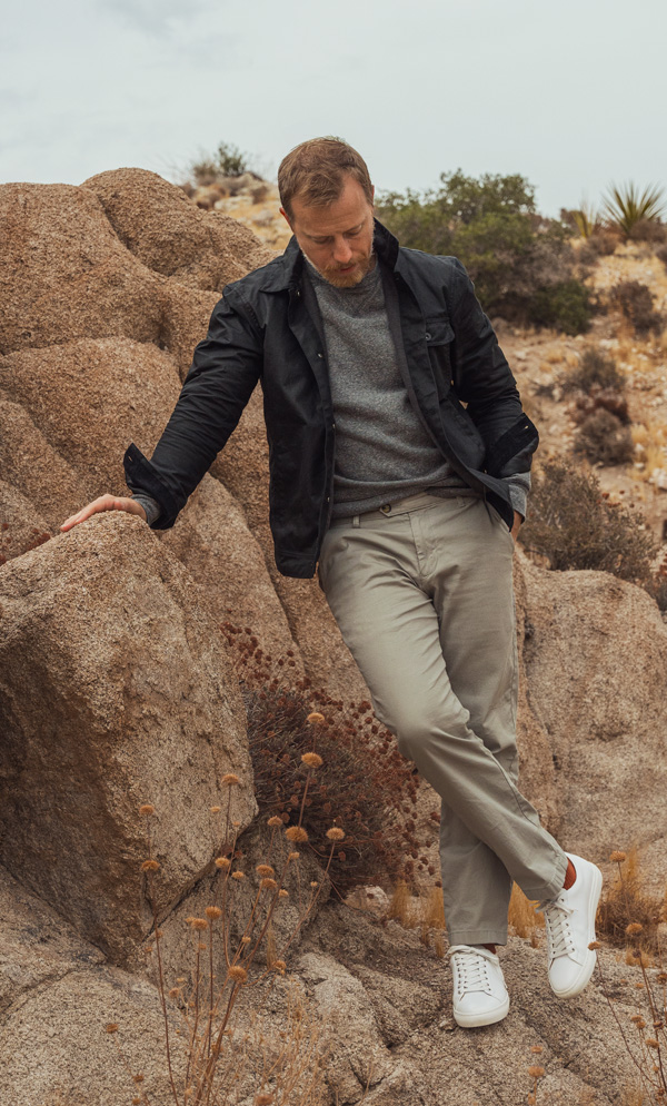 Andrew wearing nautica chinos