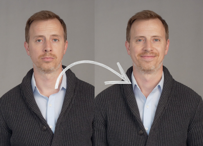 a before and after showing the slick collar, on the left a floppy colloar and on the right a nice looking standing shirt collar