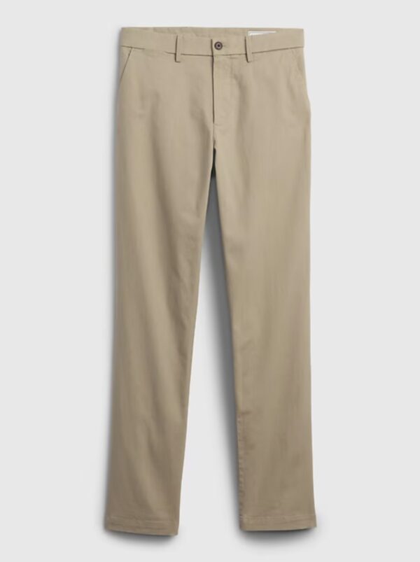 straight fit stretch khaki pants
