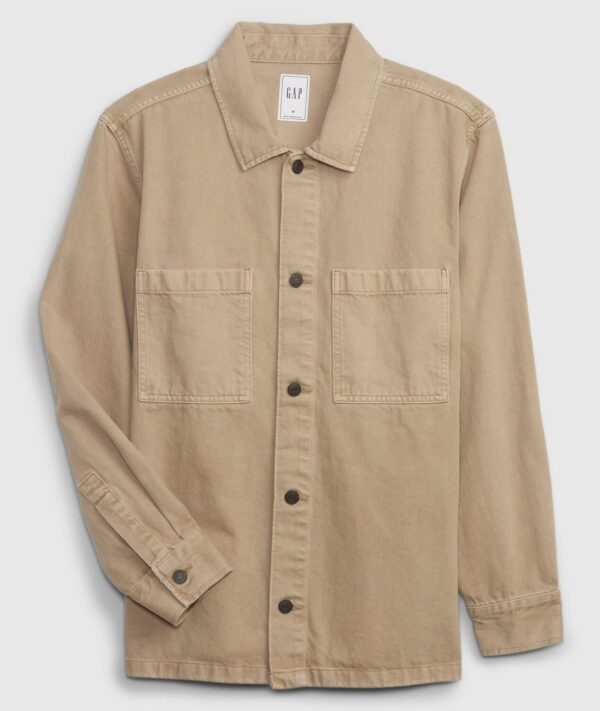 a button front denim utility overshirt