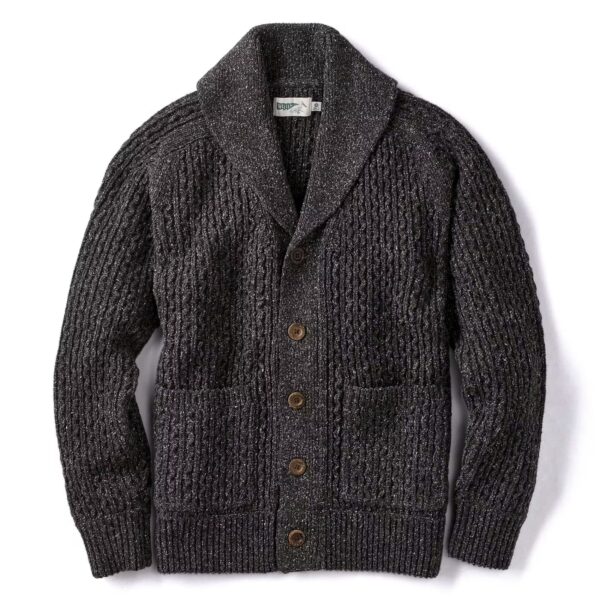 recycled cotton shawl collar cardigan sweater