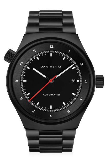 a black watch with black dial and black strap