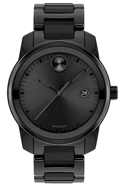 a black watch with black dial and black bracelet