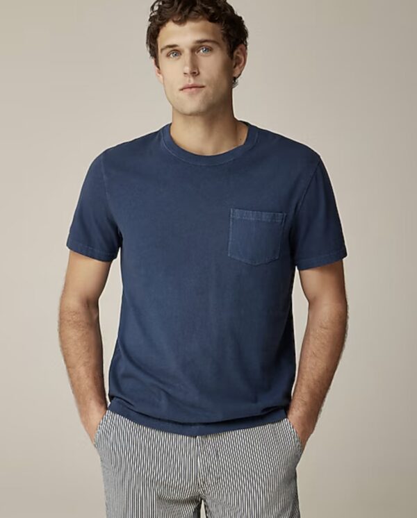 a man wearing a cotton shirt with a check pocket