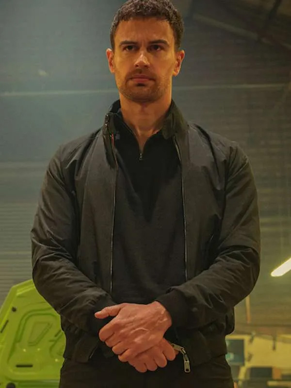 theo james wearing a harrington jacket in The Gentlemen