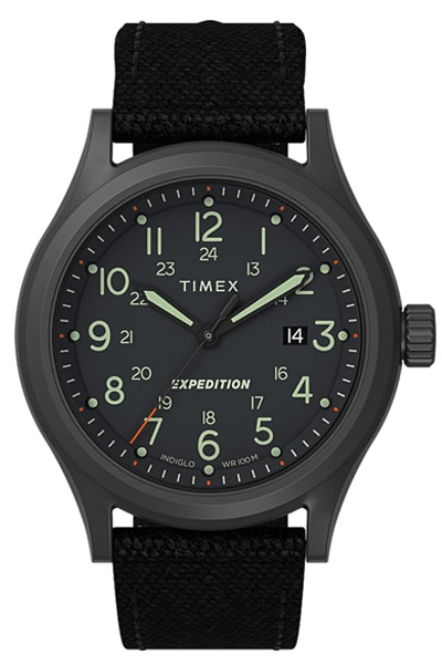 a black watch with black dial and black strap