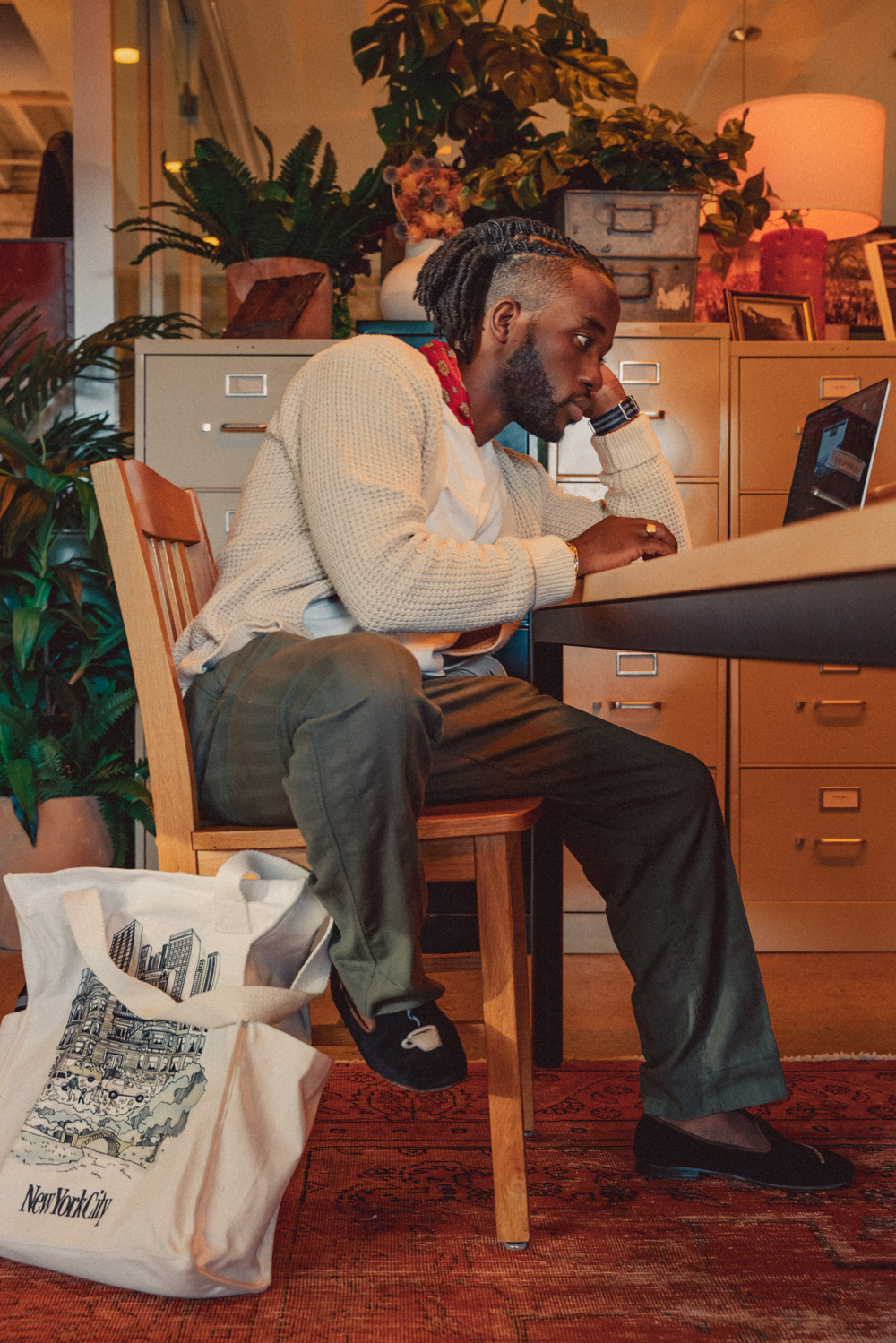 Daniel working at a desk