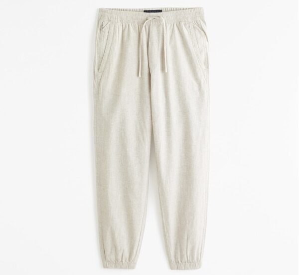 linen jogger style pants with drawstring waist