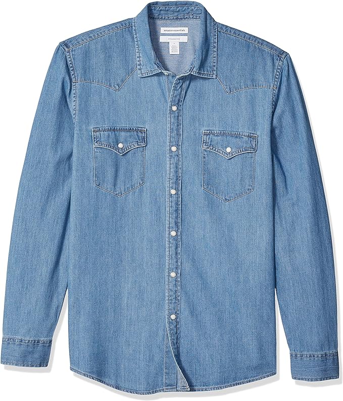 medium wash denim shirt