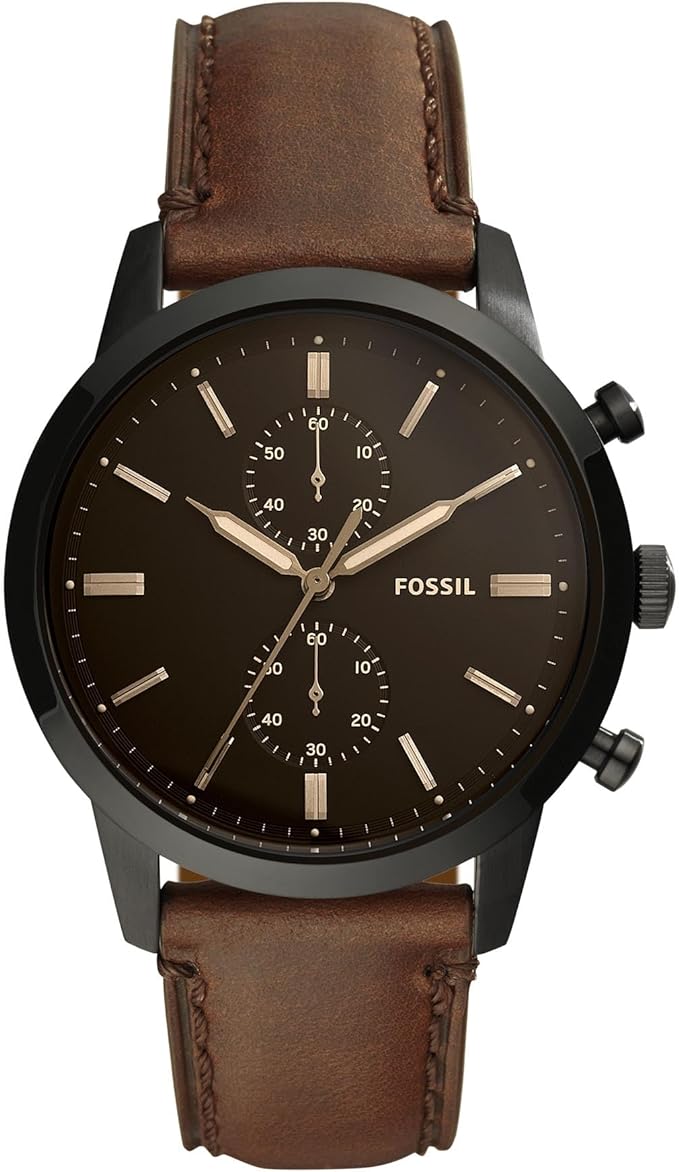 brown leather fossil watch