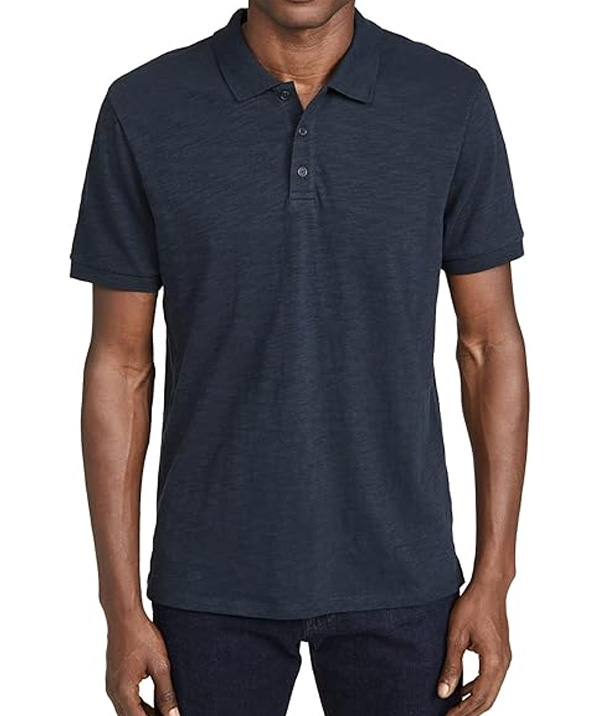 blue slub cotton polo