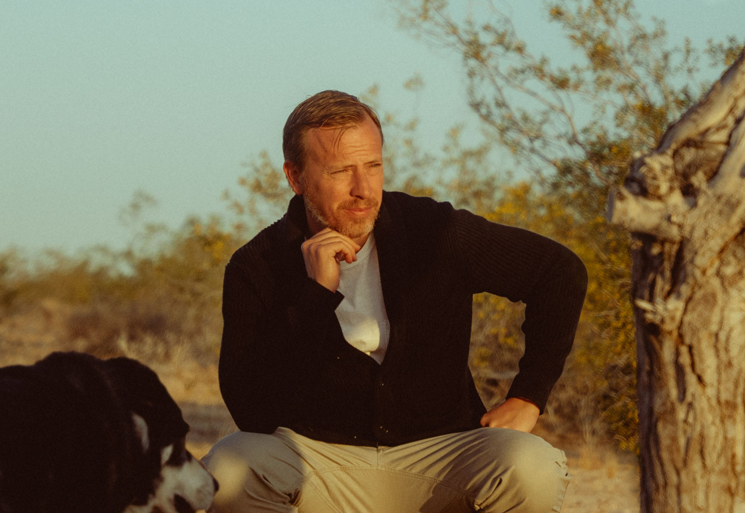 close up of shawl collar sweater