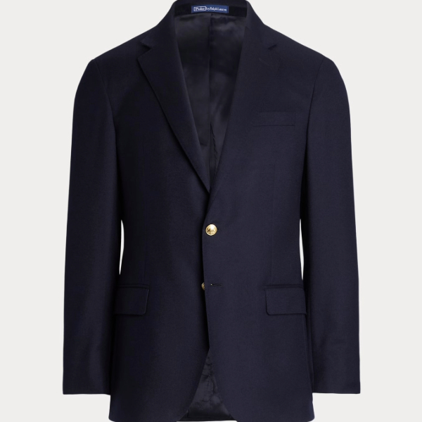 a doeskin material dark blue blazer 