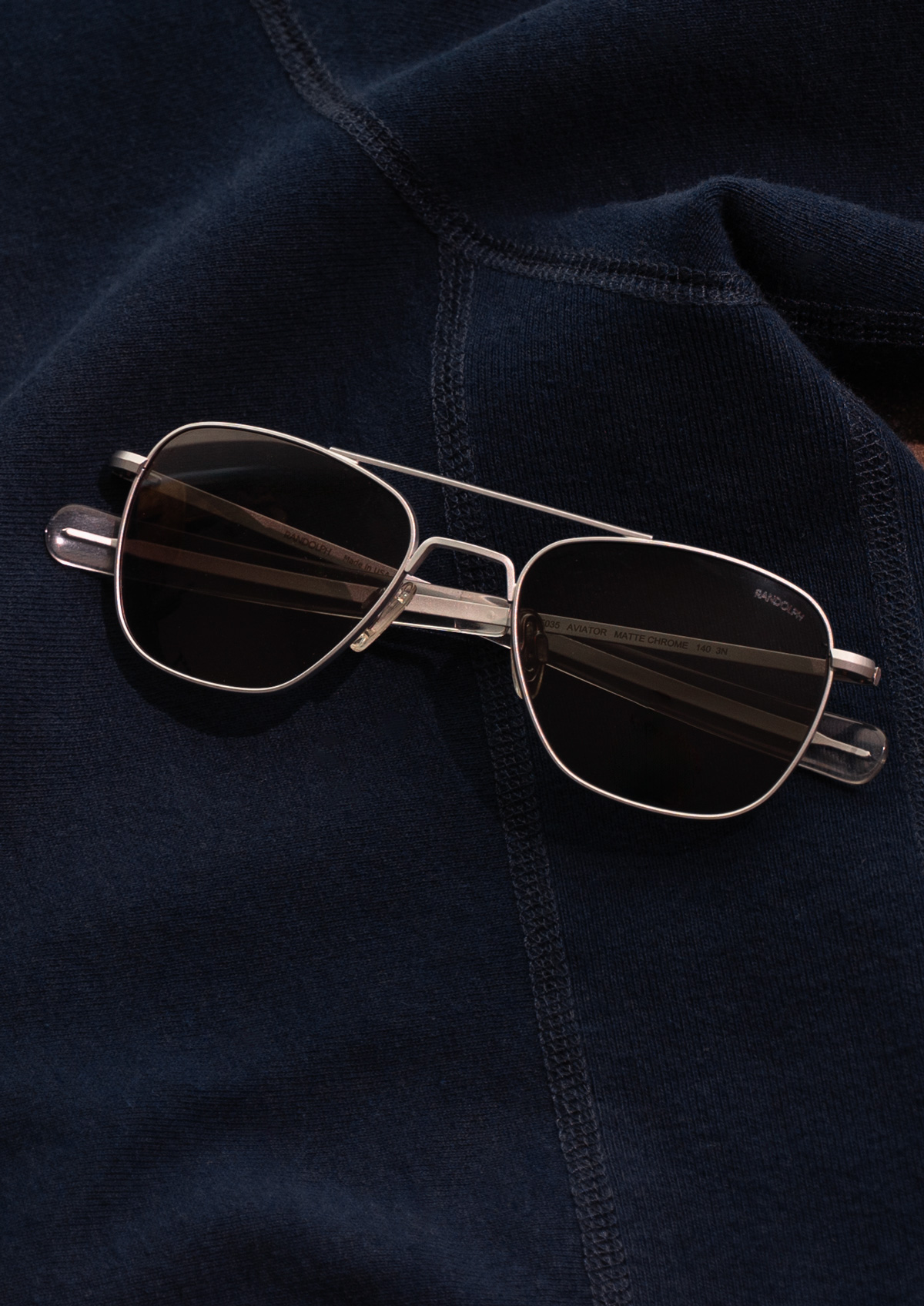 close up of randolph engineering sunglasses