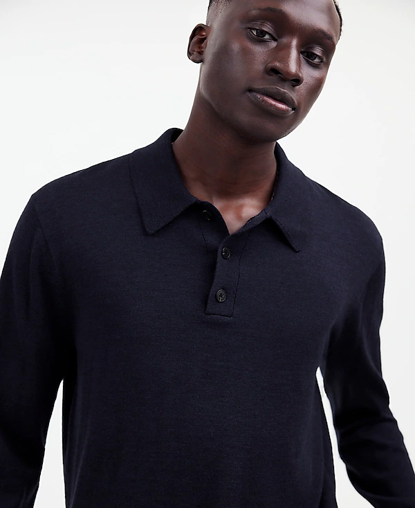 madewell navy sweater polo