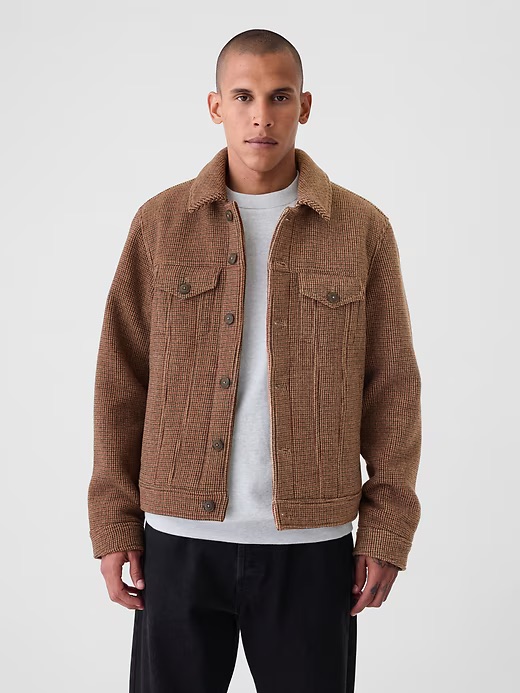 wool houndstooth trucker jacket
