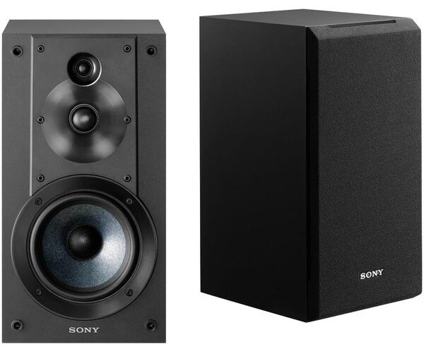 a set of two bookshelf speakers