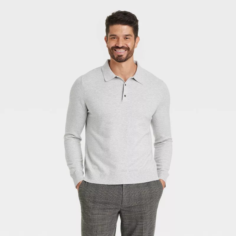 gray sweater polo