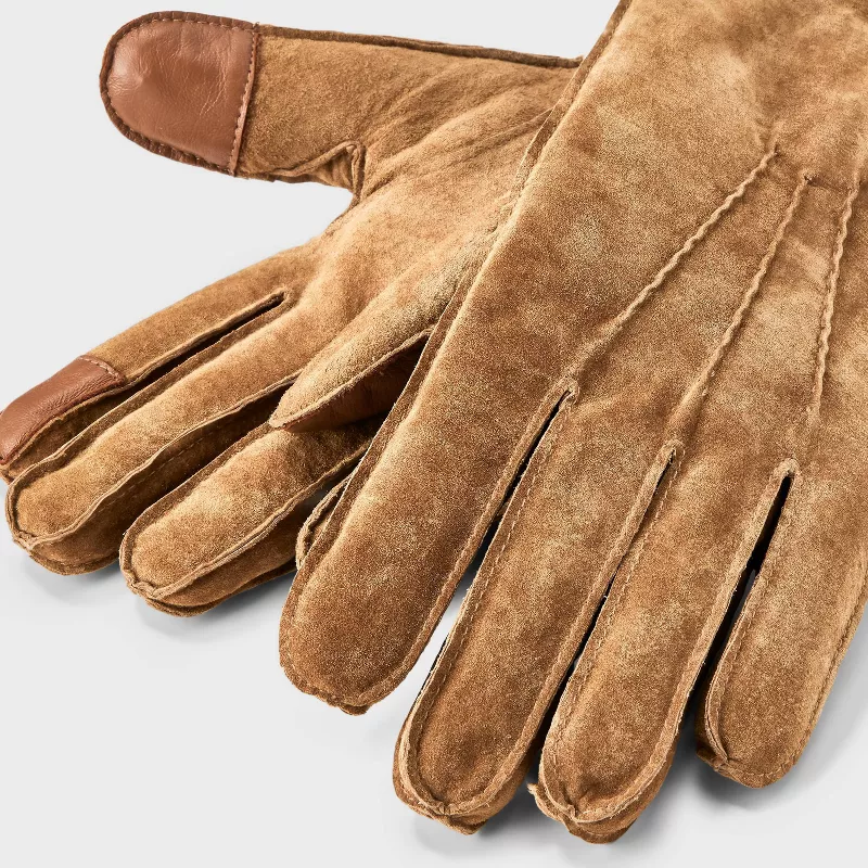 brown suede gloves