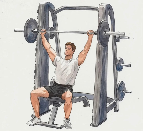 man using smith machine