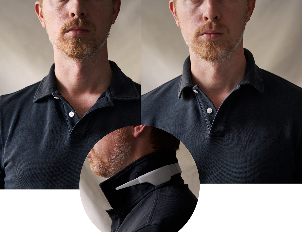 slick collar before and after with polo shirt