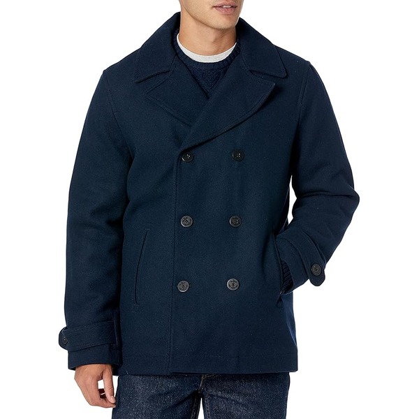 a man wearing a wool blend peacoat