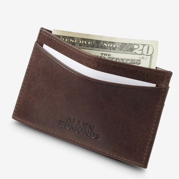 a leather wallet card case and money holder
