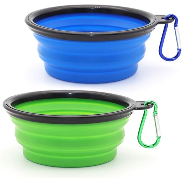 set of two collapsible dog bowls for food and water