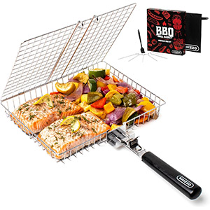 Stainless steel folding grill basket for bbq and grill