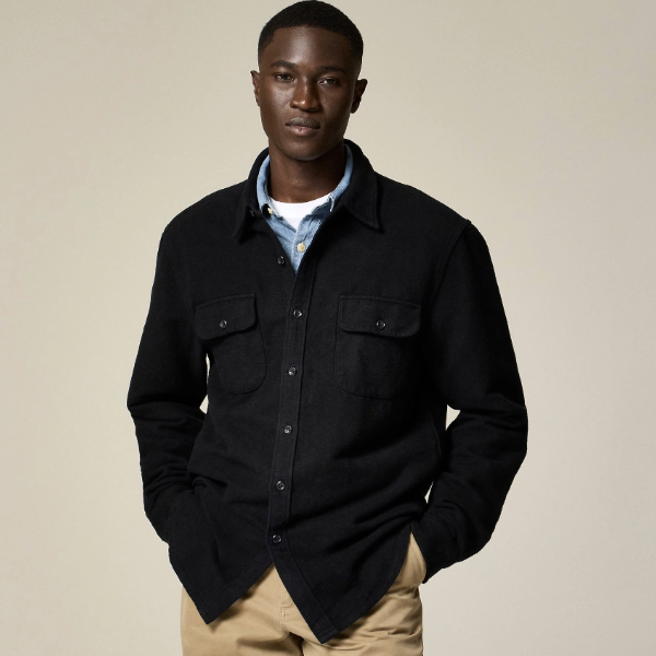 a man wearing a heavyweight workshirt