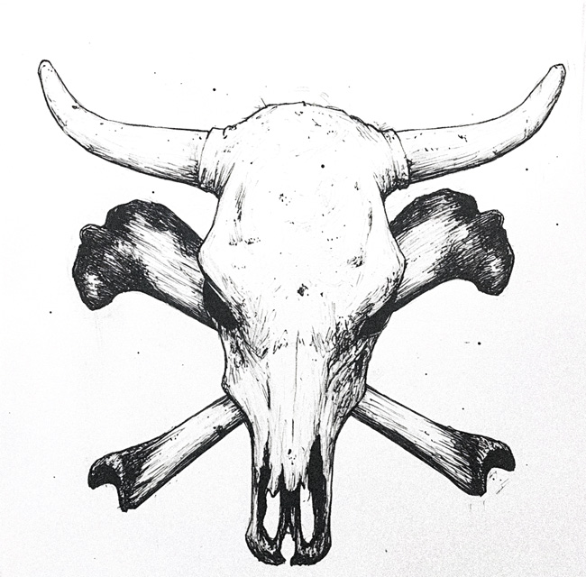 illustration of beef skull and crossbones