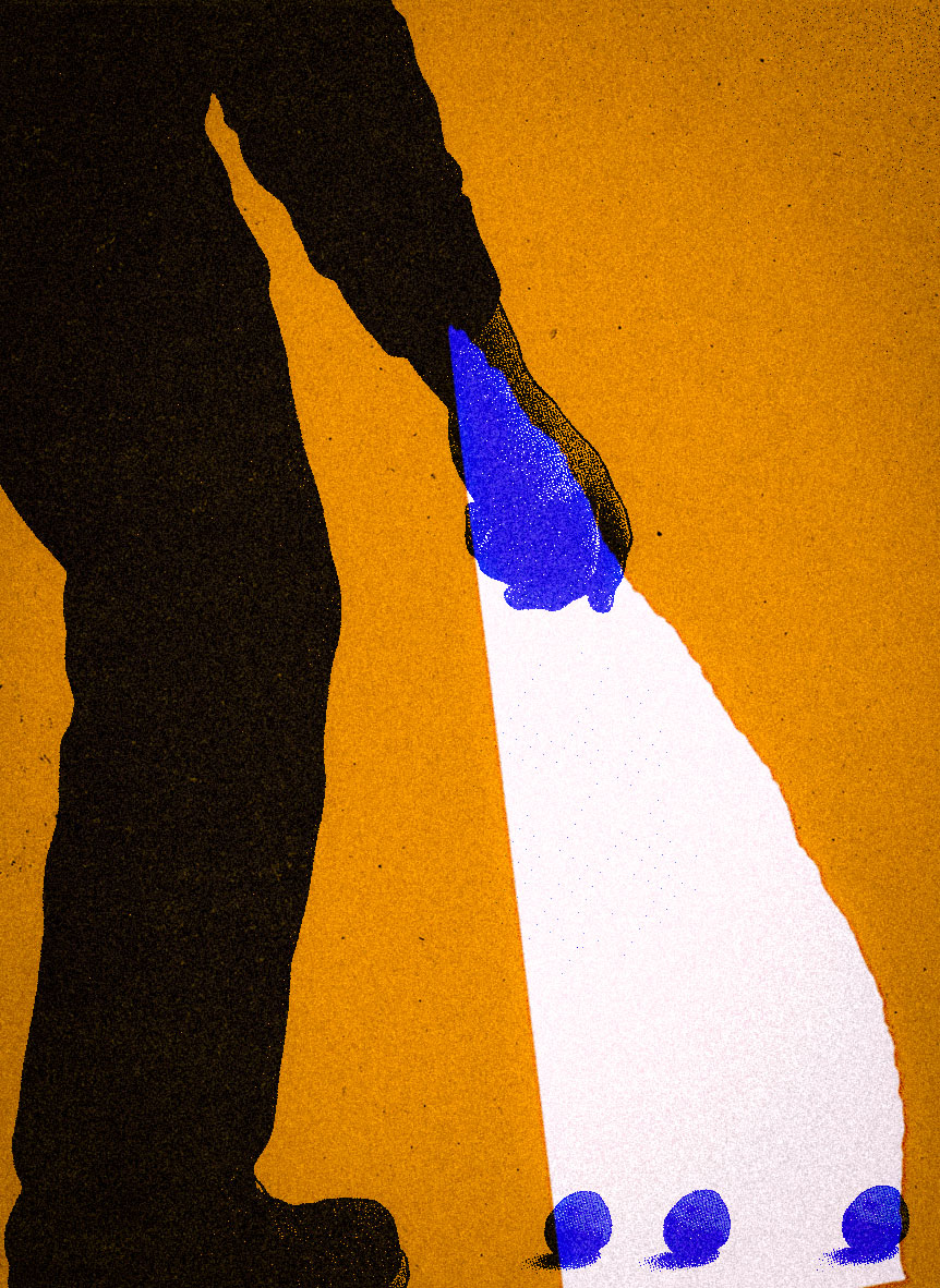 illustration of man picking up pebble