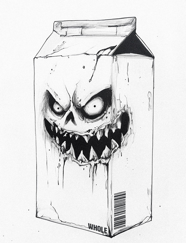 illustration of evil looking milk carton