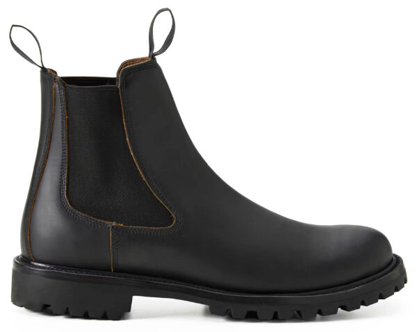 a leather chelsea style boot with lug sole
