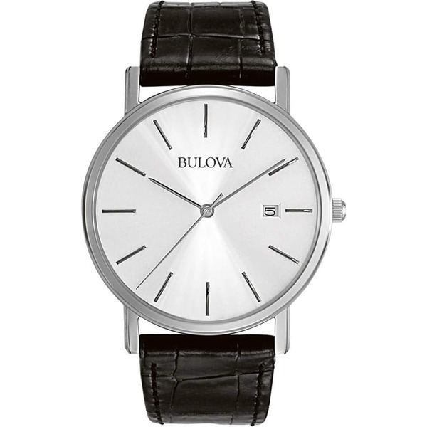 Bulova quartz watch with leather strap
