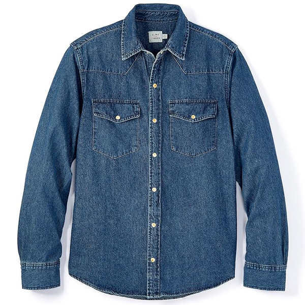medium blue denim shirt
